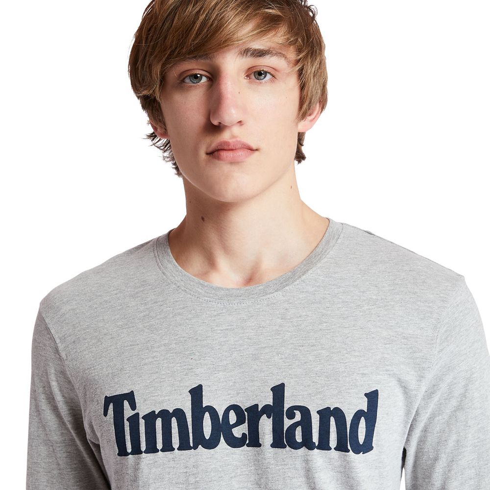 Timberland Mens T-Shirts Long-Sleeve Classic Logo - Grey - India FG6149038